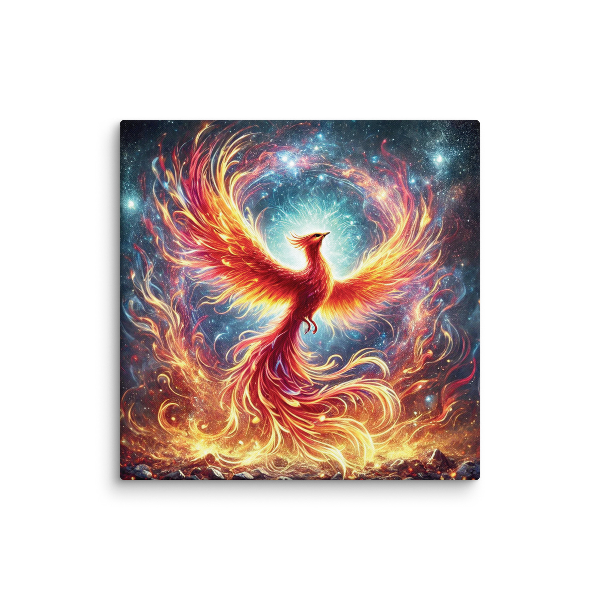 Cosmic Phoenix – Fiery Rebirth Canvas Wall Art