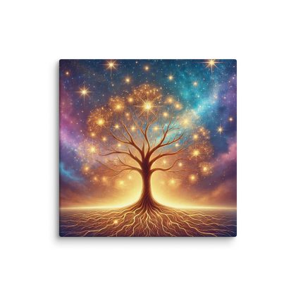 Celestial Roots – Tree of Life Spiritual Canvas Wall Art