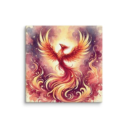 Phoenix Rebirth - Fiery Spirit Watercolor Canvas Wall Art