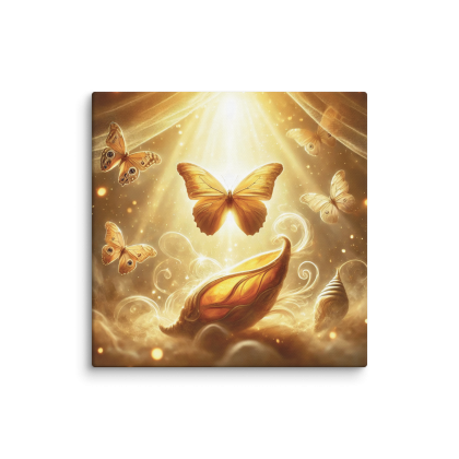 Golden Metamorphosis – Butterfly Transformation Spiritual Canvas Wall Art