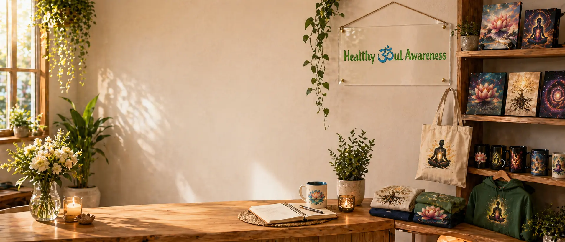 Healthy Soul Awareness products in a calm workspace